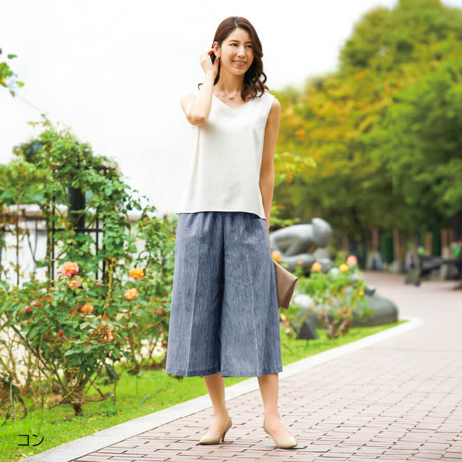 高島ちぢみ キュロットパンツ-ことせ(ことせ通販)